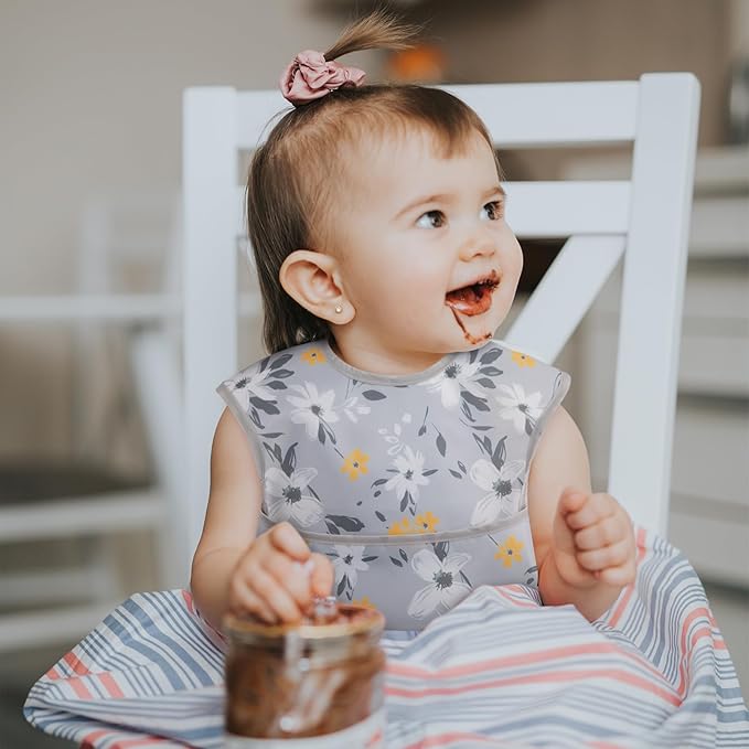 CIVARUA KIDS 3-Pack Waterproof Baby Bibs for Eating - Mess Proof Lightweight Toddler Feeding Bibs with Large Food Catcher