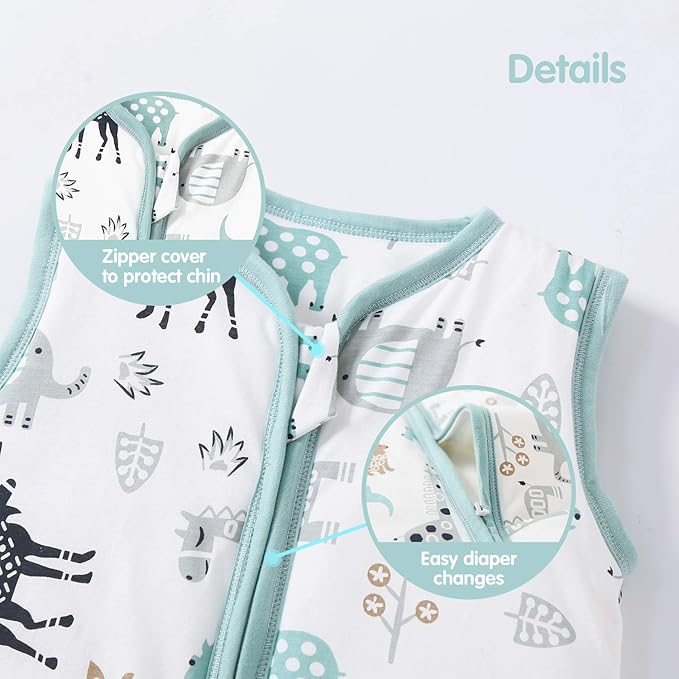 Mosebears Sleep Sack Baby Winter Wearable Blanket with 2-Way Zipper,2.5 TOG Cotton Sleep Sack Unisex (Deer, 12-18 Months)