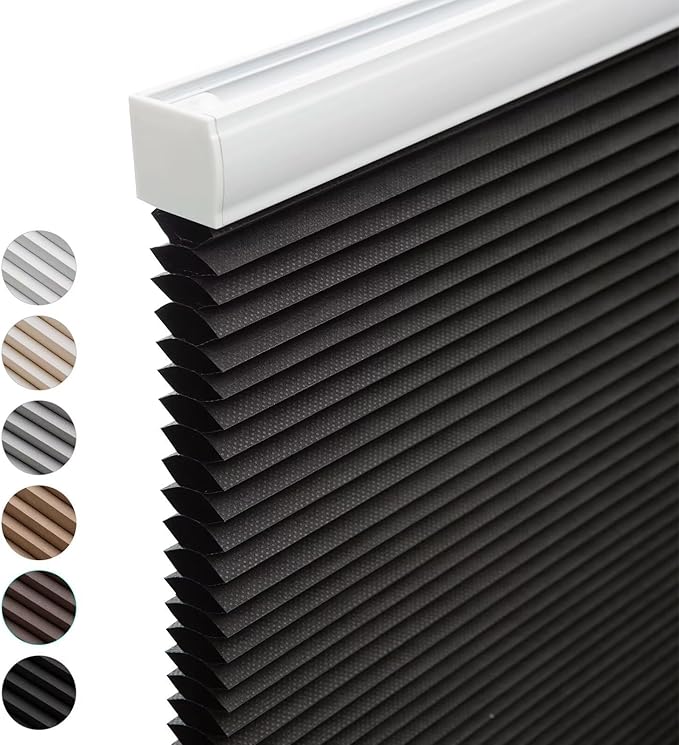 MYshade Cordless Blackout Cellular Shades for Windows, Honeycomb Window Shades with Thermal Insulation, Child & Pet Safe Room Darkening Shade, Easy Install, 27" W x 36" H, Black