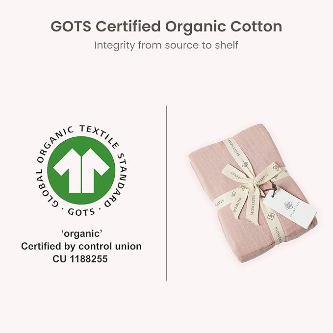 Bioweaves Organic Cotton Muslin Mini Crib Sheet, GOTS Certified Fitted Mini Crib Mattress Sheet, Extra Soft & Breathable for Toddler, Baby Boys & Girls, 38" x 24", 5 Inch Pocket, Dusty Pink