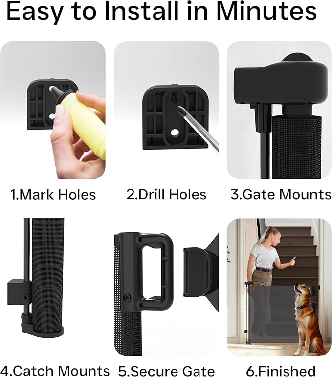 Retractable Baby Gate,Mesh Baby Gate or Mesh Dog Gate,34" Tall,Extends up to 100" Wide,Child Safety Gate for Doorways, Stairs, Hallways, Indoor or Outdoor