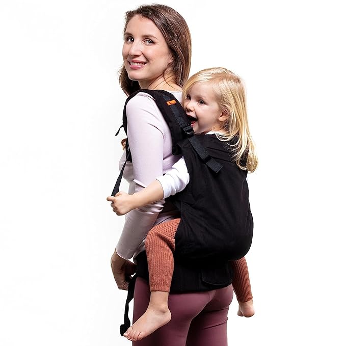 Beco Toddler Carrier (20-60 lbs) with Extra Wide Seat, 100% Cotton - Front-Carry & Backpack Style - Lightweight & Ergonomic Sling Carrier for Children from 18months - Metro Black