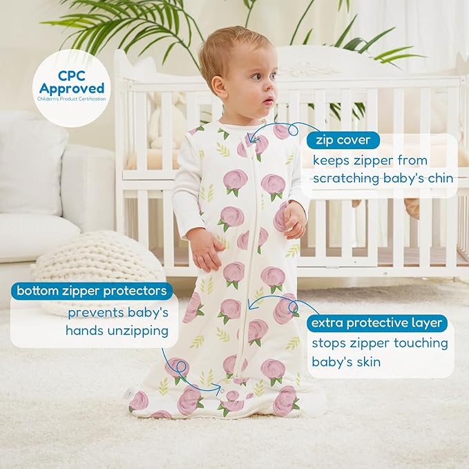 TotAha Sleep Sack 6-12-15 Months TOG 1.0, Infant Wearable Blanket Baby Sleeping Bag with 2-Way Safe Zipper for All Seasons