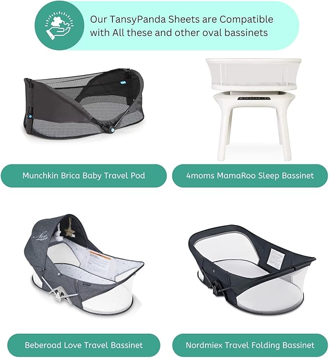 Bassinet Sheets for Maxi COSI Iora, Munchkin Brica Fold N' Go, 4moms MamaRoo, Delta Children Bassinet, 3PC, 18 x 33 Inch, Ultra Soft, Breathable, Snug Fit, Unisex Boys Girls (Moon, Stars, Clouds)
