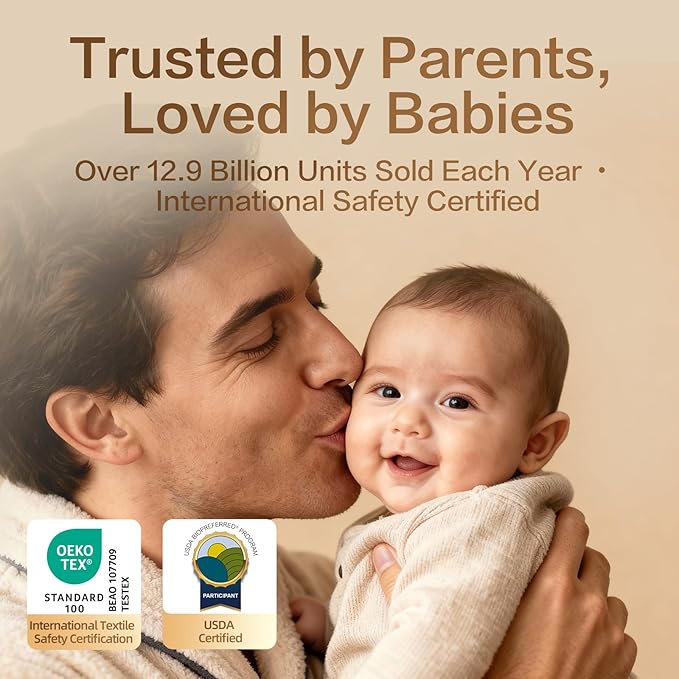 Winner 100% Cotton Dry Wipes, USDA Certified Baby Wipes, Soft & Gentle, Hypoallergenic & Unscented for Baby Sensitive Skin, Use Wet/Dry for Diaper Changes, Meals & Cleanup, Pack of 6, 600 pcs