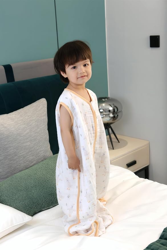 TADO MUSLIN Baby Sleep Sack 2-4 T Baby Wearable Blanket 100% Organic Cotton 0.5 TOG Toddler Sleep Sacks 2- Way Zipper Soft 4 Layers Muslin 2T 3T 4T Goose Yellow