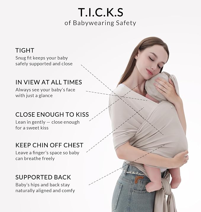 Baby Wrap Carrier for Newborns to Toddlers (8-35 lb), Modal Soft-Stretch Sling, Breathable All-Season, Quick Tie with Center Marker, Machine Washable Beige