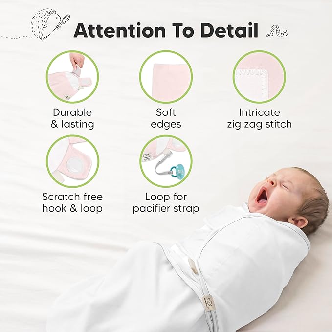 3-Pack Organic Baby Swaddle Sleep Sacks - Swaddles for Newborns, Infant 0-3 Months, Baby Girls, Boys, Soft & Snug Newborn Sleep Sack, Nursery Swaddling Blankets (Candy)
