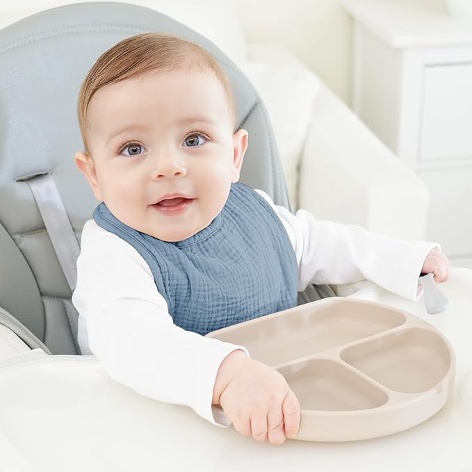 Bearmoss Baby Muslin Drooling Bibs 100% Cotton Square Adjustable Bibs Gift for Baby Girls Boys Teething Drool 8 Pack