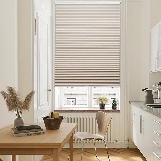 MYshade Cordless Blackout Cellular Shades, 1.5" Honeycomb Window Blinds for Bedroom & Nursery, Thermal Insulated, Noise Reducing, Privacy Shades, Inside or Outside Mount (23" W x 64" H, Beige)