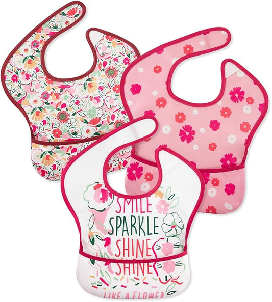 CIVARUA KIDS 3-Pack Waterproof Baby Bibs for Eating - Mess Proof Lightweight Toddler Feeding Bibs with Large Food Catcher