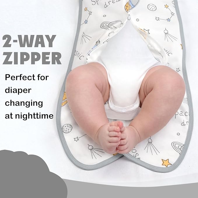 2 Pack Transition Swaddle with 2 Way Zipper, 2 in 1 Arms in/Out Transitional Arms Up Swaddle, 100% Cotton Newborn Swaddles Zipper Swaddles Baby Swaddling Sack Sleep Sack 3-6 Months