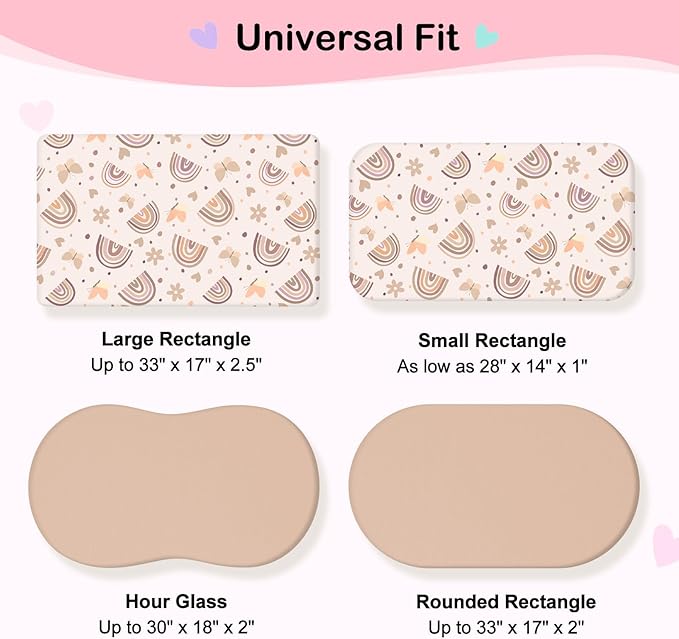 FIOBEE Baby Bassinet Sheets for Girls Boys 2 Pack Waterproof Bassinet Mattress Elastic Fitted Crib Sheets Universal Fit for Hourglass Oval and Rectangle Bassinet Sheet, Light Mocha