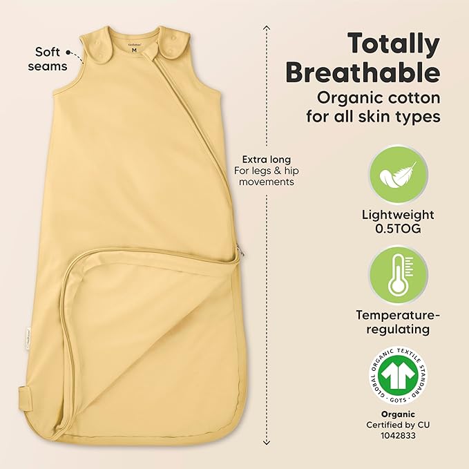 2-Pack Organic Baby Sleep Sacks, 100% Cotton - Soft & Breathable 0.5TOG Baby Wearable Blanket, Toddler Sleeping Sack 0-6 Months,Easy to Wear Transitional Swaddles for Newborns,Infants(Avocado, S)