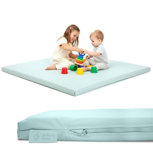 Play Mat Cover Only – Fits 50x50x1 Rollable Foam Floor Mat for Babies – Waterproof, Easy to Clean Replacement Cover for Tummy Time & Crawling – Green