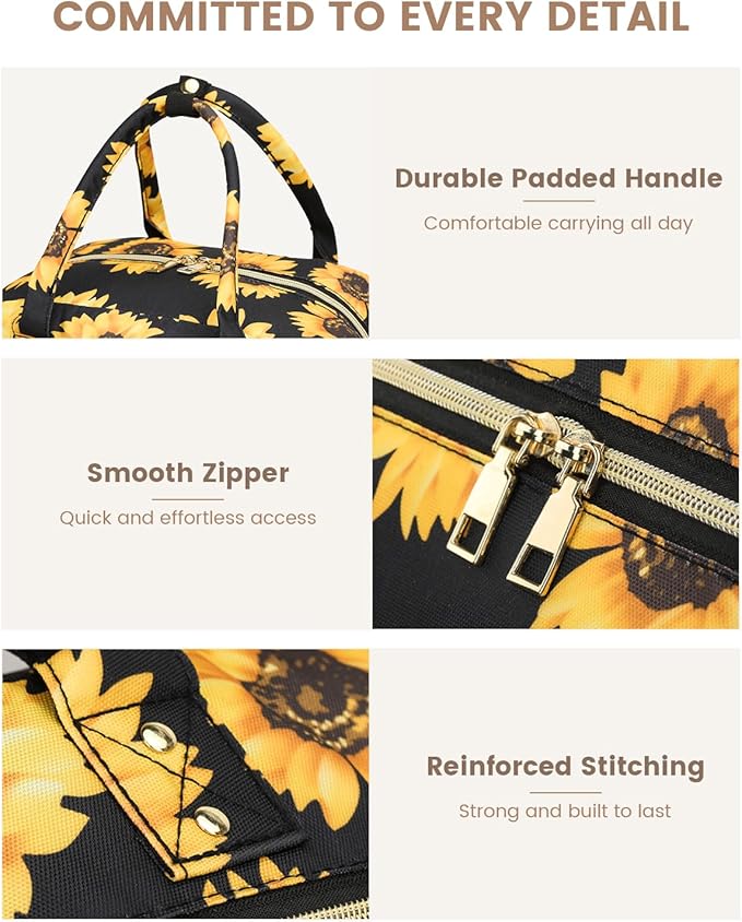 Diaper Bag Backpack,Baby Essentials Diapers Bag with Pacifier Case,Multipurpose Stylish Large Capacity Travel Backpack for Baby Girl/Boy(M-Sunflower)