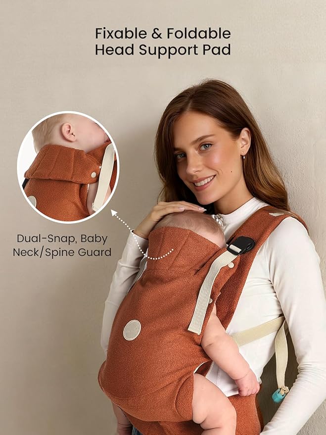 GROWNSY Baby Carrier, One-Click Release Clasp for Easy to Wear, Cozy Wraps Carrier Newborn to Toddler with Head Support(7-44lbs), Ergonomic & Lightweight for Infant to Toddler, Sepia