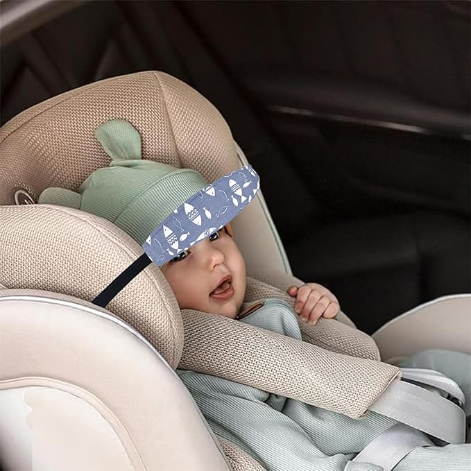 2 Pcs Baby Head Support for Car Seat, Carseat Head Support for Infant Toddler Kids Children Stroller Seat Neck Relief Head Band Sleeping Traveling (Waves and Fish)