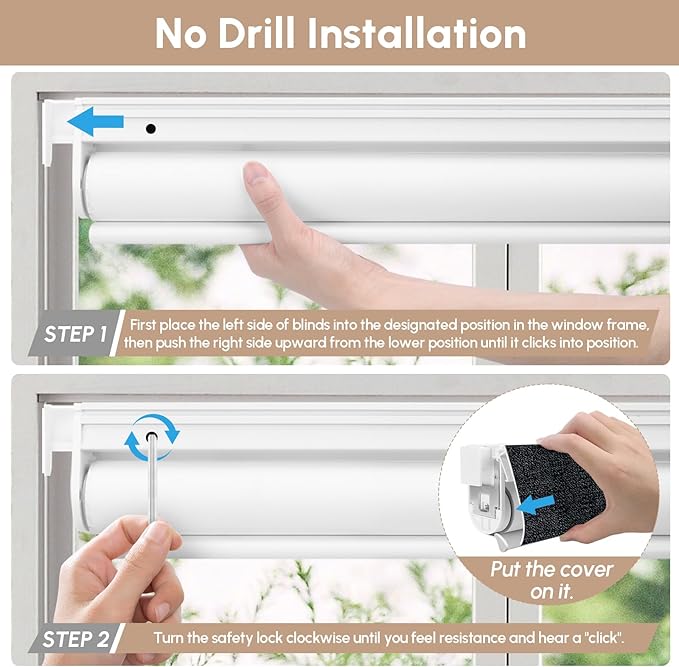 Kincmo No Drill Motorized Blinds with Remote, 100% Blackout Roller Shades for Windows, Custom Electric Blinds Compatible with Alexa, Apple Homekit, Google Home (100% Blackout Eclipse Onyx Black)