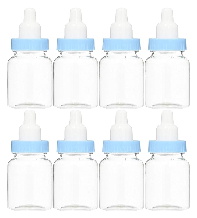 Baby Shower Favor - 36 Pack Mini Milk Bottle Party Favor Gift Bag Boxes 1.5" x 3.5" - Baby Shower Candy Jar (Blue)