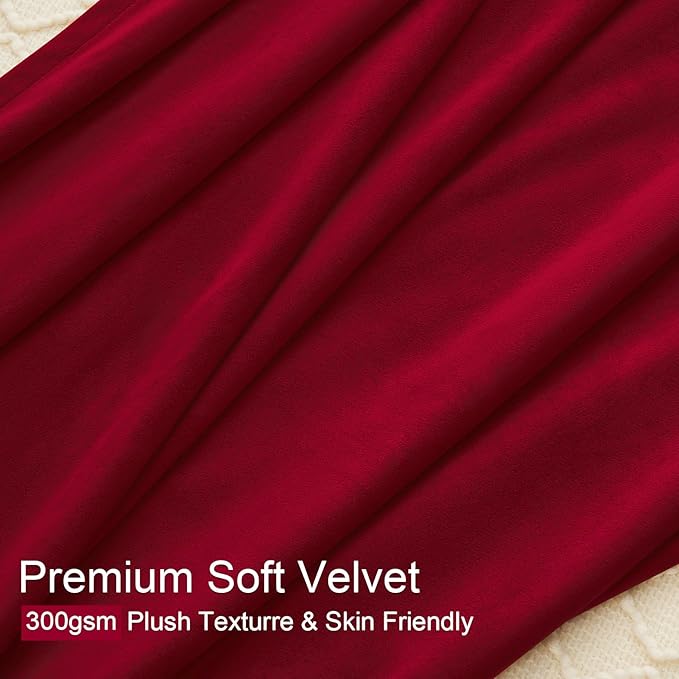Topfinel Christmas Red Velvet Blackout Curtains 108 Inches Long for Living Room Large Window Winter Cold Blocking Noise Cancelling Heavy Tall Floor Length Grommet Drapes 2 Panels Holiday Decor