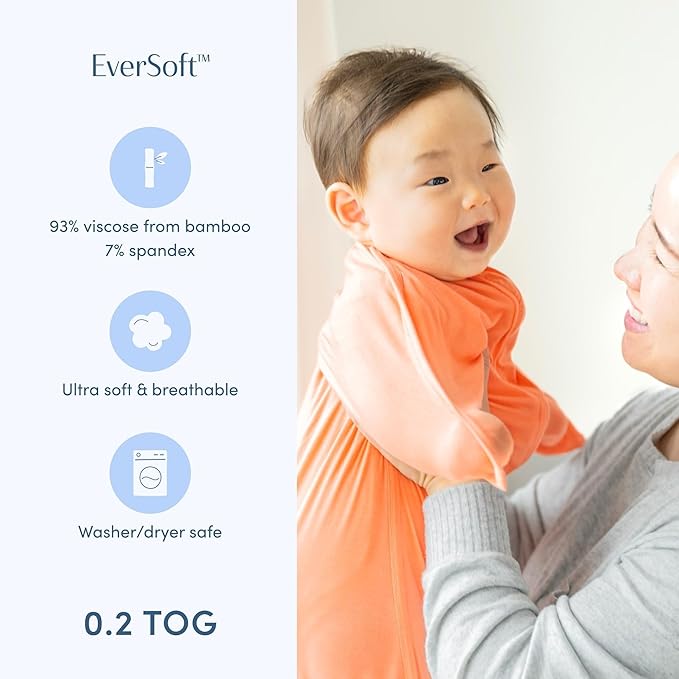 SleepingBaby Bamboo Zipadee-Zip Transition Swaddle – EverSoft Wearable Blanket with Two-Way Zipper for Easy Diaper Changes, X-Small 3-6 months, Peach Fuzz