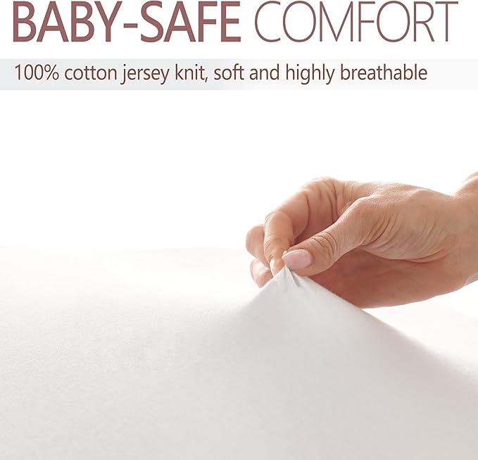 VOLHA&CO Bassinet Fitted Sheets 100% Cotton Jersey 3-Pack White