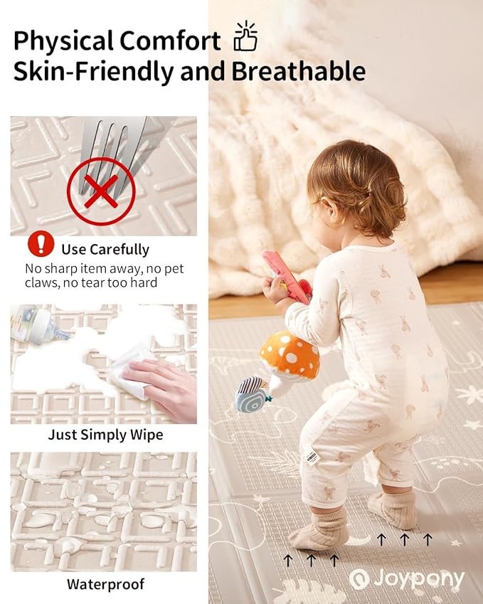 Baby Play Mat, 50 x 50 Inch Foldable Play Mats for Babies and Toddlers, Waterproof & Anti-Slip Portable Baby Floor Mat for Playpen with Travel Bag