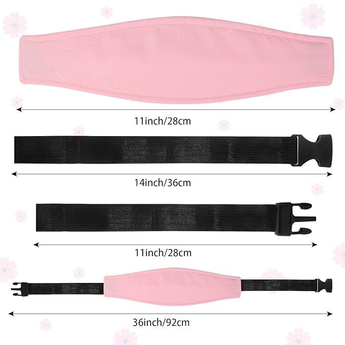 HESTYA 2 Pieces Baby Carseat Head Support Band Strap Headrest Stroller Seat Sleeping Headrest Neck Relief Head Strap Headband for Kids Children Toddler Infant(Sweet)