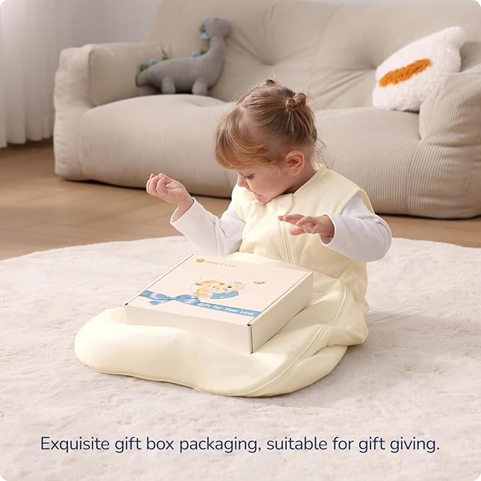 usbettas 1.0 Tog 2.5 Tog Baby Sleep Sack, 100% Cotton Baby Sleeping Bag 3-24M, 2-Way Zipper Baby Wearable Blanket