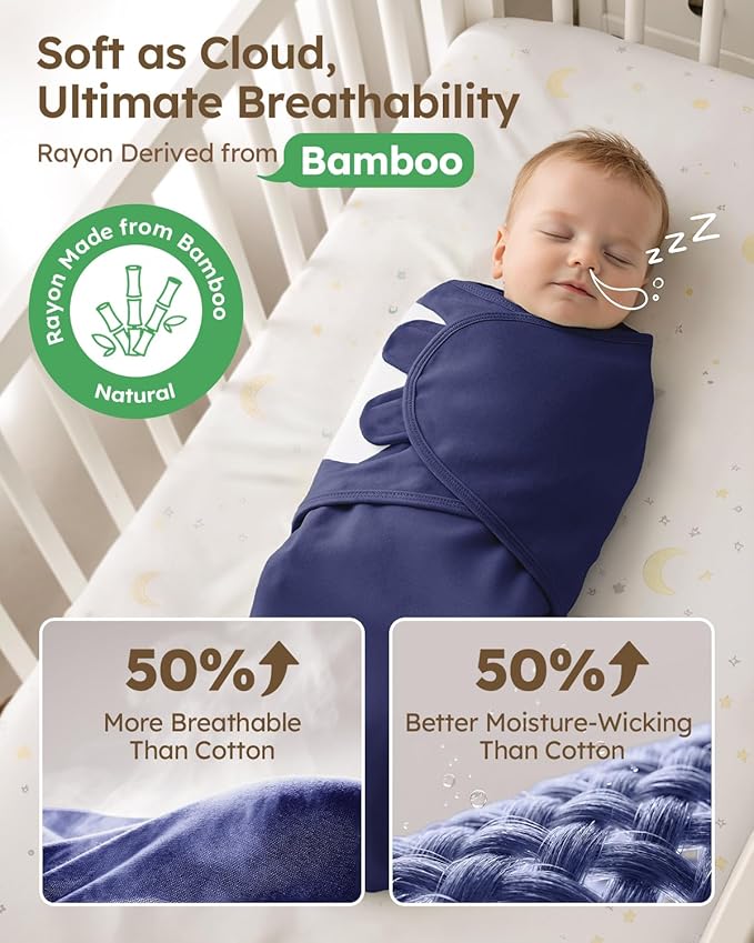 Yoofoss Baby Swaddle for Newborns 0–3 Months, Adjustable Soft & Breathable Swaddles,Noiseless Closure Swaddle Sleep Sack, Durable & Snug Fit