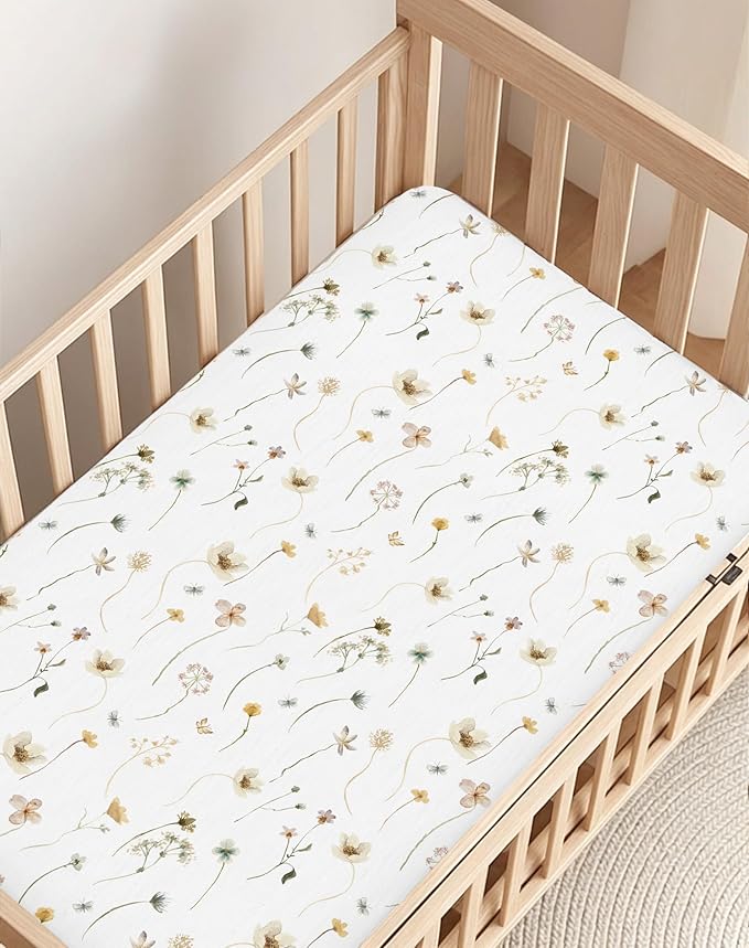 Pack and Play Sheets 2 Pack, Fitted Jersey Knit Mini Crib Sheets for Baby Boys and Girls, Compatible with Graco Pack N Play and Mini Crib Mattress (Butterfly Garden, Pack N Play/Mini Crib Sheets)