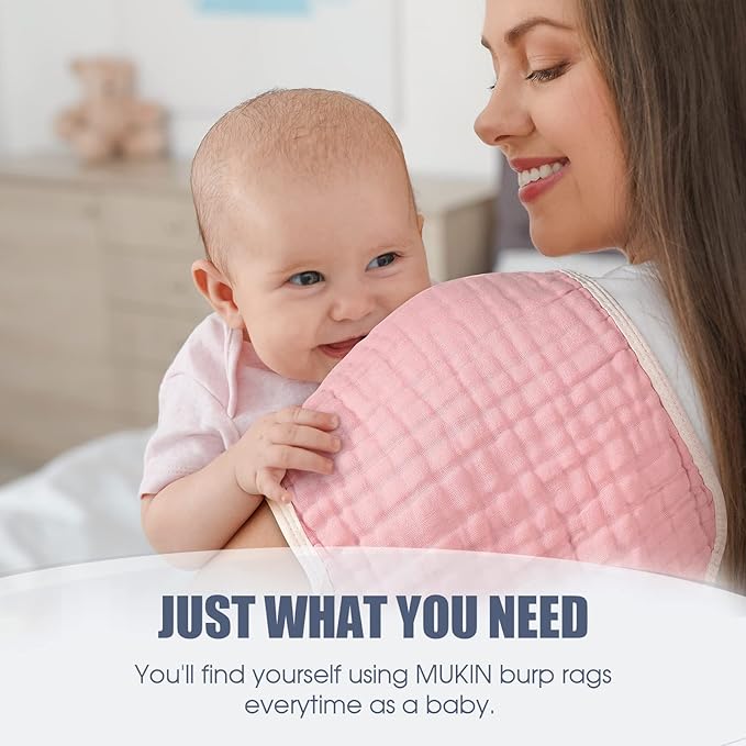 MUKIN Baby Burp Cloths -Burping Cloth Sets for Unisex Perfect for Newborn Burping Rags for Boys and Girls (Multicolored 2)