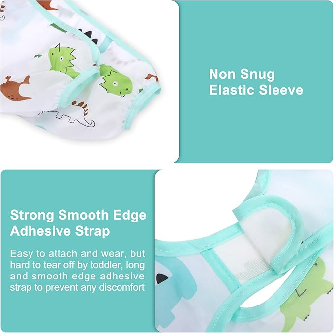 Accmor 4 Pack Long Sleeve Bibs, Baby Smock Waterproof Sleeved Bib Smock for Baby Toddler 6-36 Months