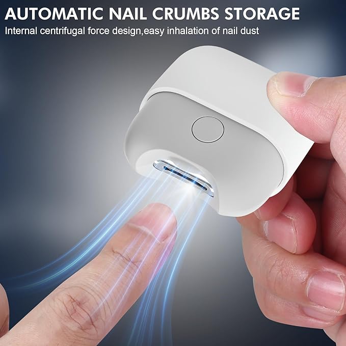 Electric Nail Clipper with Light, Automatic Nail Clipper Rechargeable with 2 Speeds and Nail Chip Storage for Babies, Children, Adults, Caregivers and Seniors