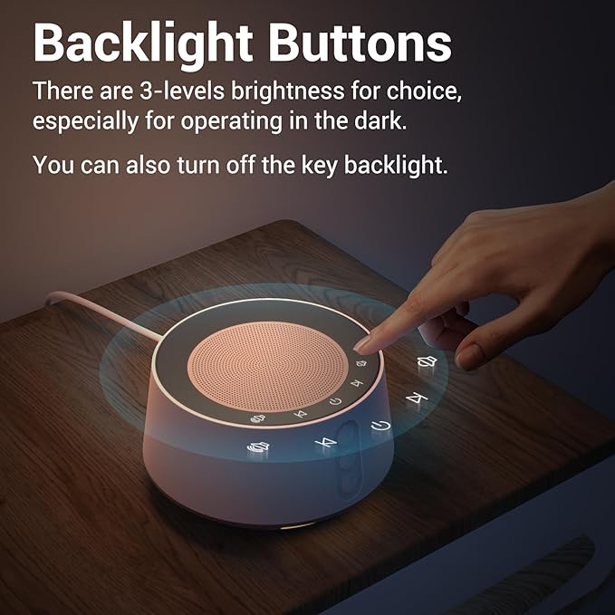 BGOVERSS White Noise Sound Machine with 20 Soothing Sounds, 10 Colors Night Light Sleep Machines Home Office Travel, 5 Timers and Memory Feature Sound Machine for Nursery Baby Kids Adults (Grey)
