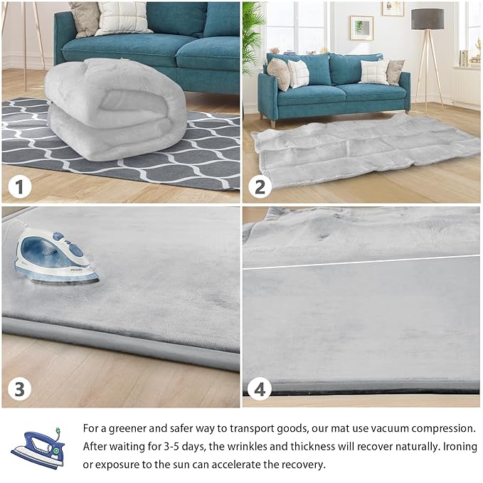Baby Play Mat for Floor Tummy Time Mat Nursery Muscle Area Rug Playroom Rug Tatami 47"x47" Memory Foam 1.3" Thick Crawling For Babies,Toddlers, Infants, Kids,Floor(Light Gray)