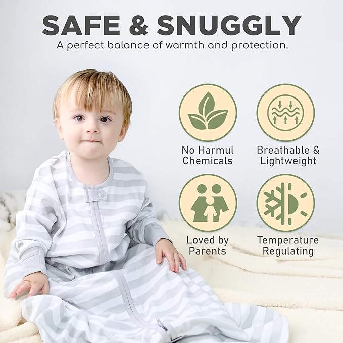 Mama Cheetah Baby Sleep Sack with Sleeves, 0.5 TOG Organic Cotton Wearable Blanket and Two-Way Zipper, Swaddle Transition Long Sleeve Sleeping Bag for Newborn Infant Toddler, 12-18 Months