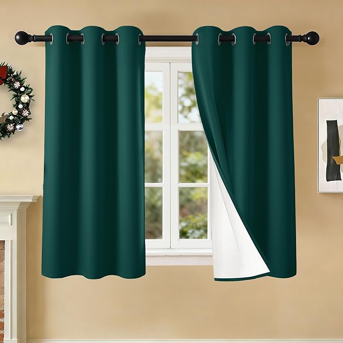 100% Blackout Curtains 54 Inch Length for Bedroom Living Room, Grommet Thermal Insulated Room Darkening Drapes, Light Blocking Window Treatment Decor, 2 Panels, 37x54, Sapphire