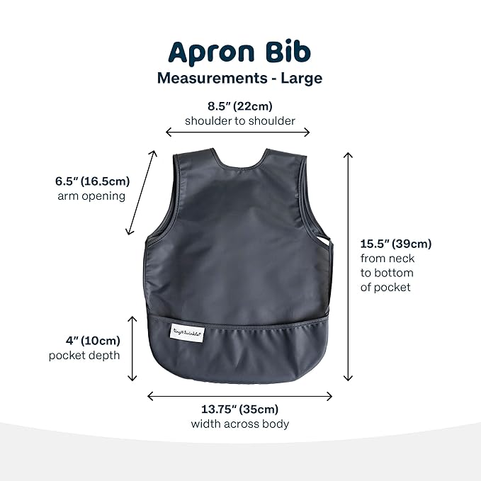 Tiny Twinkle Mess Proof Baby Bibs | 2 Pack Waterproof Toddler Bib for Eating | Baby Apron for Feeding, Machine Washable, Perfect Shower Gift (Sage Charcoal, 2-4Y)