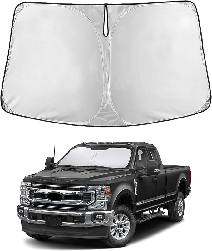 Econour Windshield Sunshade for Ford F-250 2017-2020 2021 2022, Sun Visor for Front Windshield & Window Sun Shade Cover, UV Heat Blocker & Protector, Car Accessories
