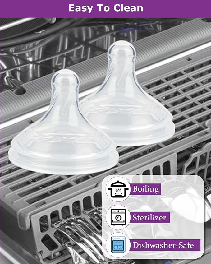 Silicone Nipple for Dr.Brown's Wide-Nick Baby Bottle Bottles,Level 3 Bottle Nipples, Fast Flow, 6m+, 6 Count