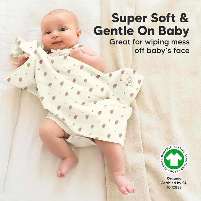 Organic Burp Cloths Baby Boy, Girl - 6-Pack Large 100% Cotton Burping Cloths for Babies, Spit Up Rags, Super Absorbent, Ultra Soft Newborn Rag, Gender Neutral, Machine Washable, Durable (Prairie)