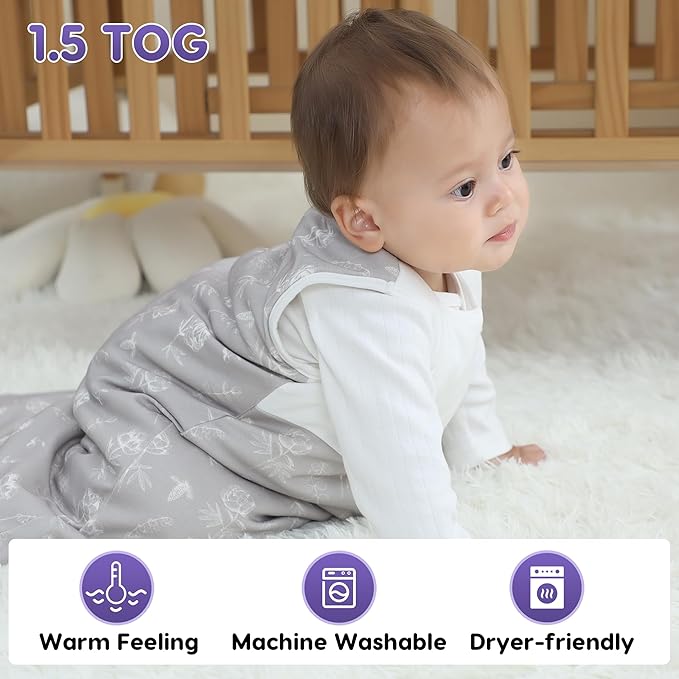 Aomloge PuppyNap Sleep Sack 0-6 Months, 1.5 Tog Wearable Blanket Baby fits Newborns and Infants, Toddler Sleep Sack with 2-Way Zipper