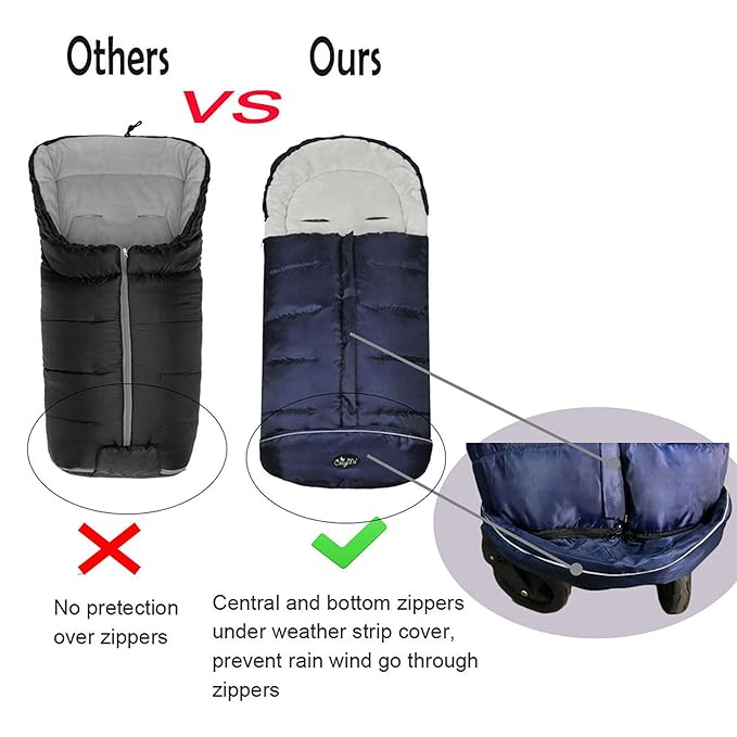 Winter Outdoor Toddler Standard Stroller Bunting Bag, Waterproof, Winter Cozy Toe,Height&Length&Temperature Adjustable, Toddler Footmuff