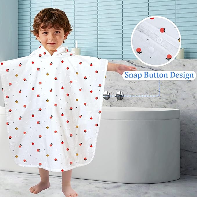 VOOVA & MOVAS Toddler Towel with Hood, Oversized (2-4Years,22"X22") Made from 100% Soft Cotton,Absorbent Hooded Poncho Towel for Baby Boy,Perfect for Pool | Swimming | Bath | Beach,Orange