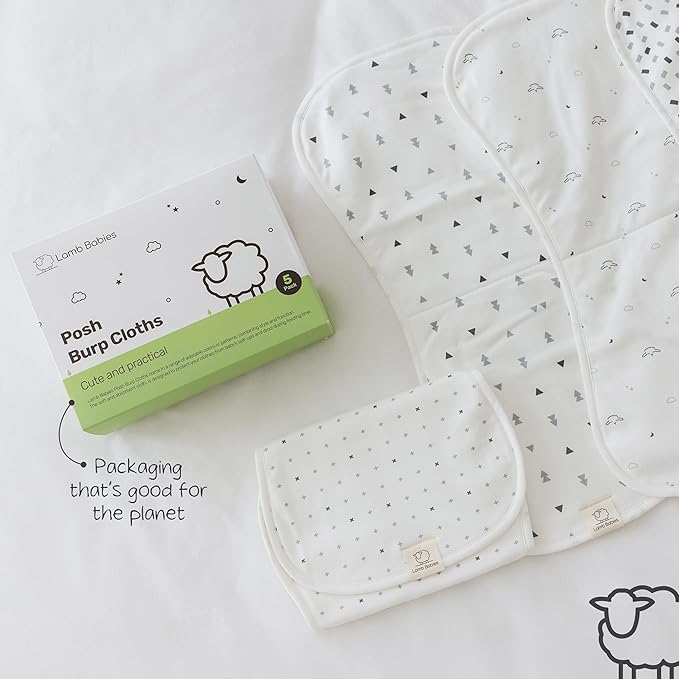Lamb Babies Posh Baby Cotton Burp Cloths, Absorbent, Lightweight, and Gentle Cotton for Mess-Free Moments, Baby Burp Cloths for Boys and Girls An Essential Addition to Every Parent's Diaper Bag