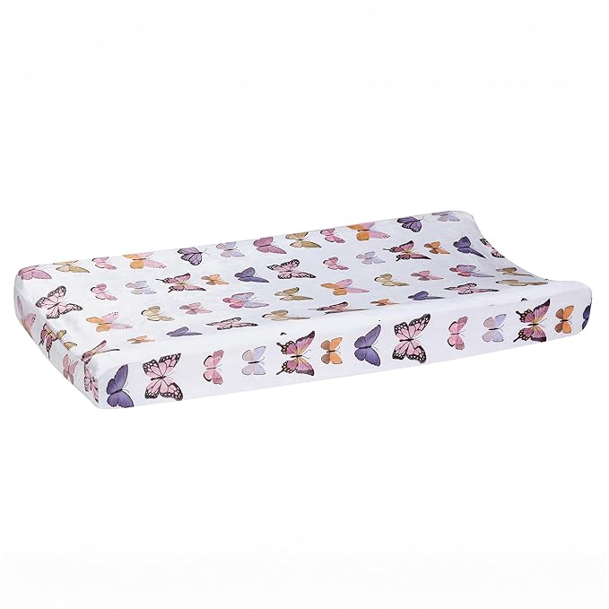 Lambs & Ivy Butterfly Dreams Soft/Cozy Fleece Changing Pad Cover - White