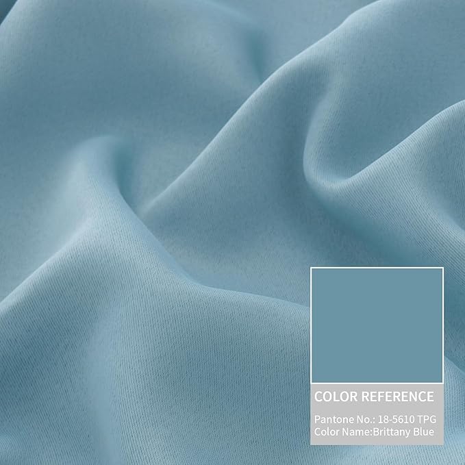 BGment Thermal Insulated 100% Blackout Curtains for Bedroom with Black Liner, Double Layer Full Room Darkening Noise Reducing Grommet Curtain (52 x 72 Inch, Greyish Blue, 2 Panels)