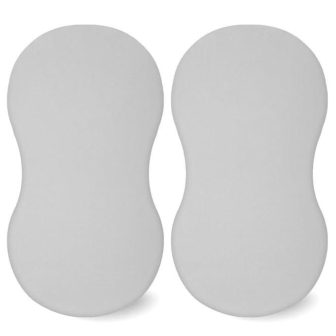 TILLYOU Cotton Bassinet Sheets for Girls Boys 2 Pack Bassinet Fitted Sheet for Bassinet Mattress 31.5x18 Inch, Gray